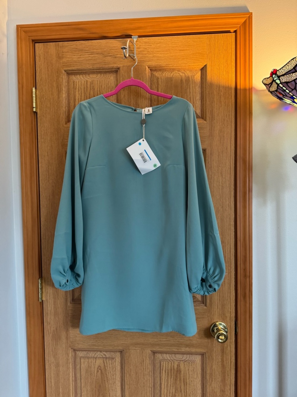 NWT -  1 One the Brand - Italian Luxury Light Teal Long-Sleeve Dress
